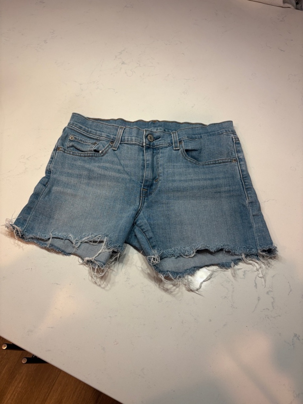 Levi's Light Blue Distressed Denim Cutoff Shorts